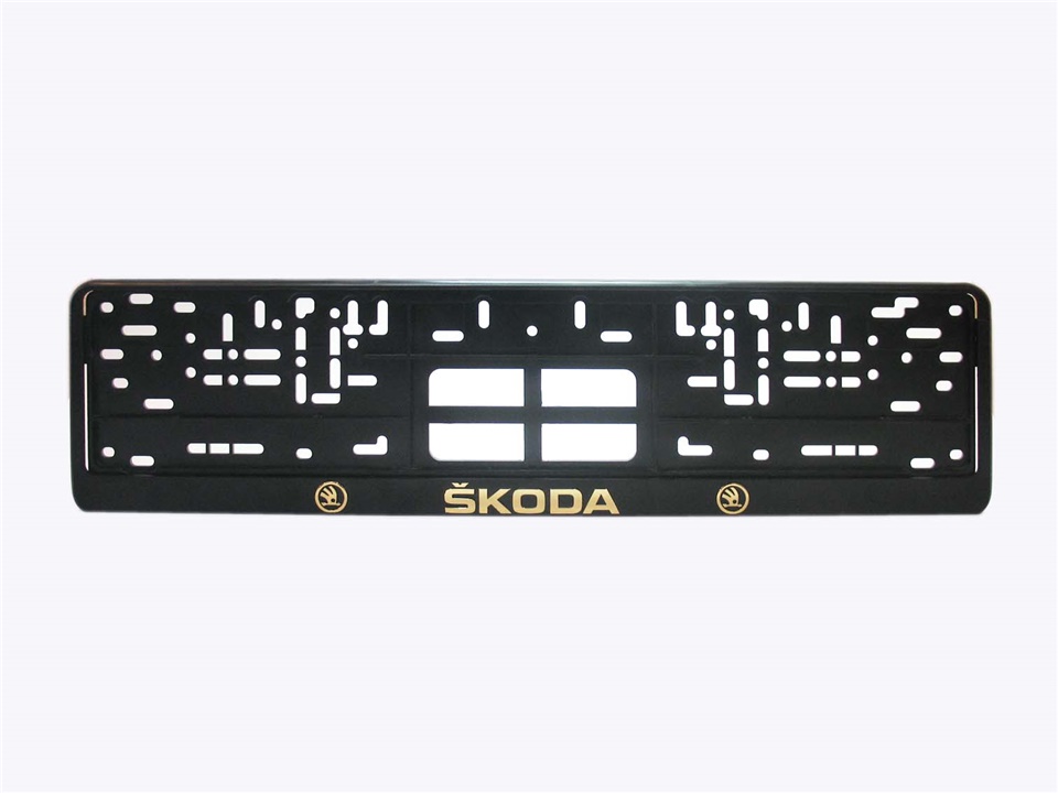 Рамка под номер с защёлкой золото SKODA 1/30 NONAME